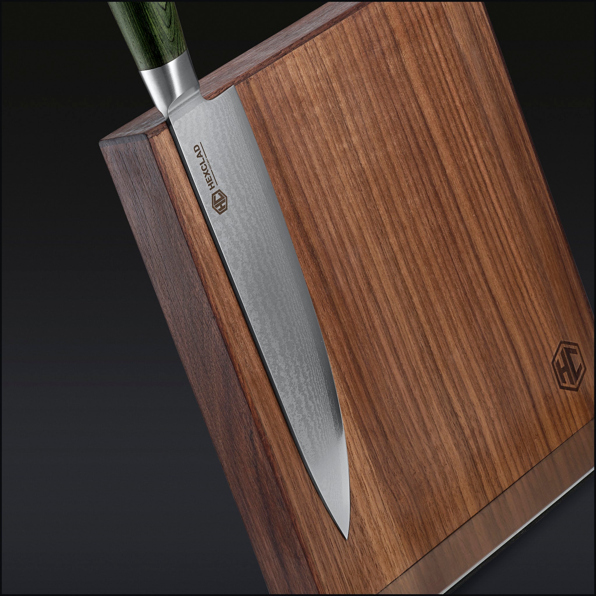 Damascus Steel Knife Set, 7-pc (Green)